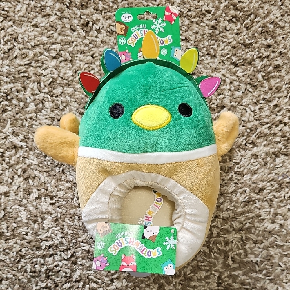 NWT Squishmallows Festive Duck Christmas Slippers Size 11-12